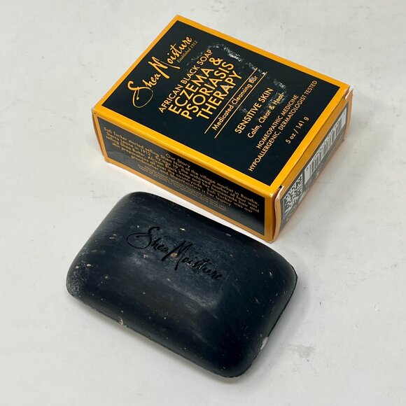 NEW ~ Shea Moisture African Black Soap Eczema & Psoriasis Therapy Bar Soap 5oz - Picture 1 of 4